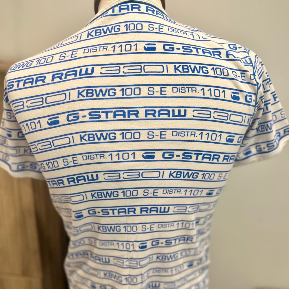 G-star raw Allover Logo shirt limited edition white and blue